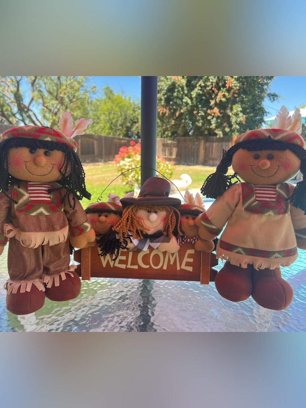 Vintage Thanksgiving Plush Doll & Welcome Sign Set –Fall Harvest Decor – W/ Tags